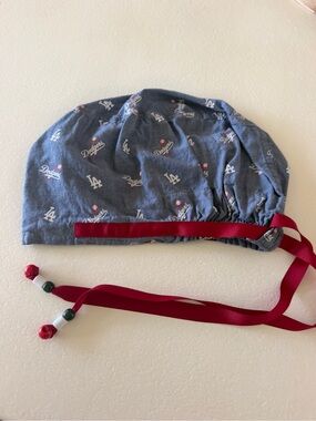 Scrub Cap - Gray with Red Ties